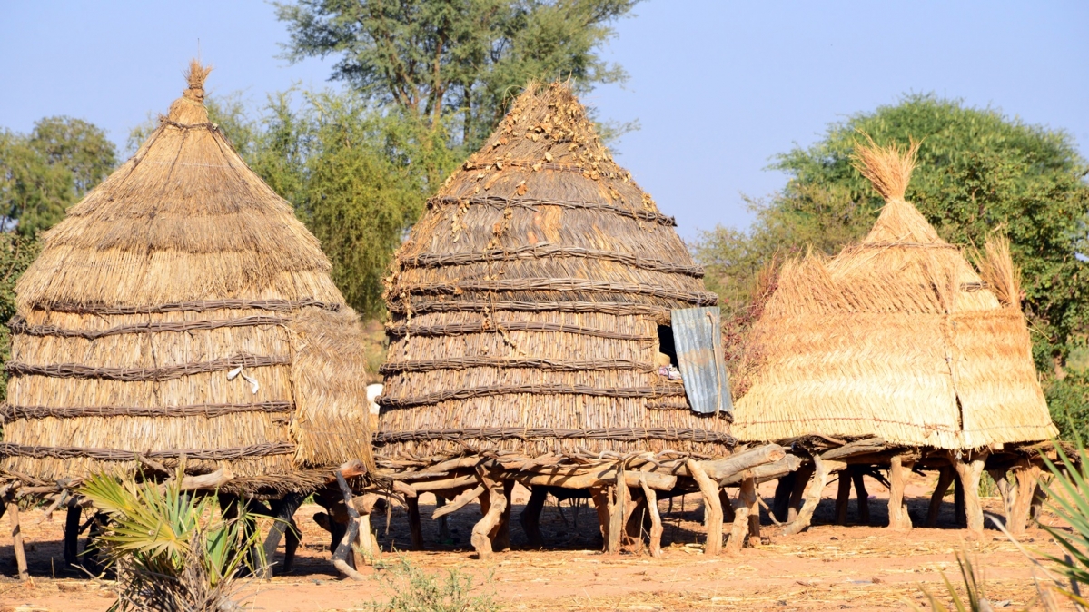 Strohhütten auf Stelzen in Bangou Kouarey, Niger